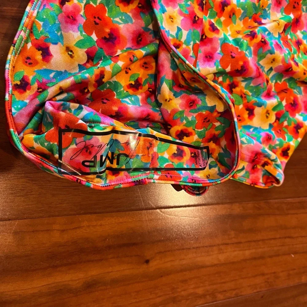 JMP One Piece Swimsuit Tropical‎ Floral Pink Green Multi Cutout New Size XS